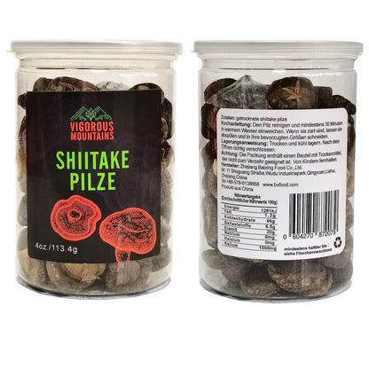 VIGOROUS MOUNTAINS Dried Shiitake Mushrooms for Cooking, 2-3CM Dehydrated Mushrooms, Dry Fresh Vegan No Fumigation Sulfur (4Oz)