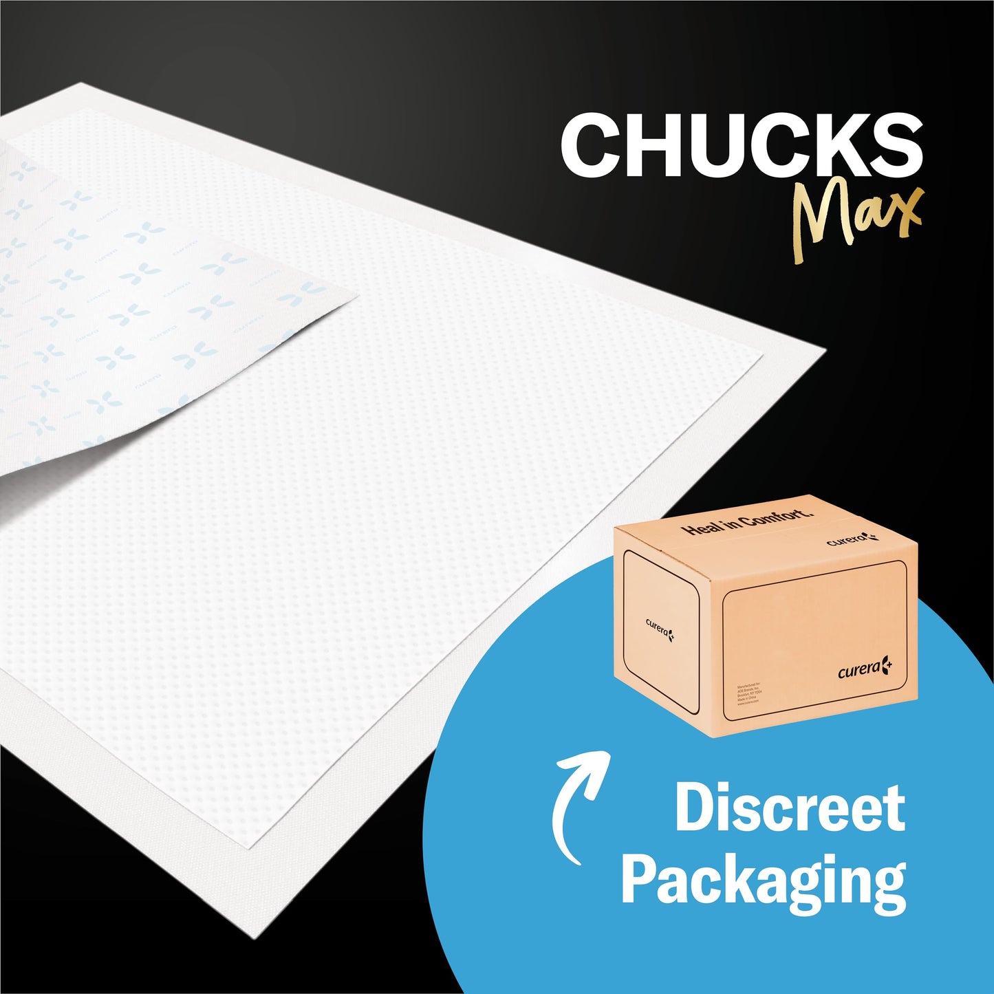 Chucks® MAX Hospital Bed Pads Disposable Adult 36 x 36 Breathable Incontinence Pads - XXX-Large Pee Pads for Adults - Heavy Duty 10X Absorbency Underpads - 400 Lbs. Patient Repositioning