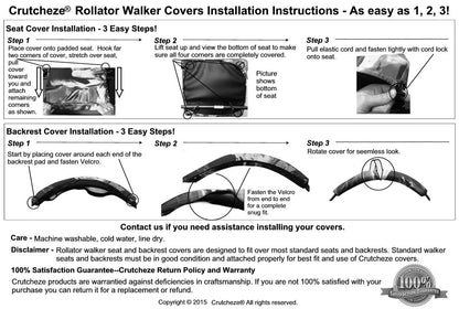 Crutcheze Rollator Seat and Backrest Cover Set – Butterfly Pattern – Decorative Walker Accessory for Elderly Women