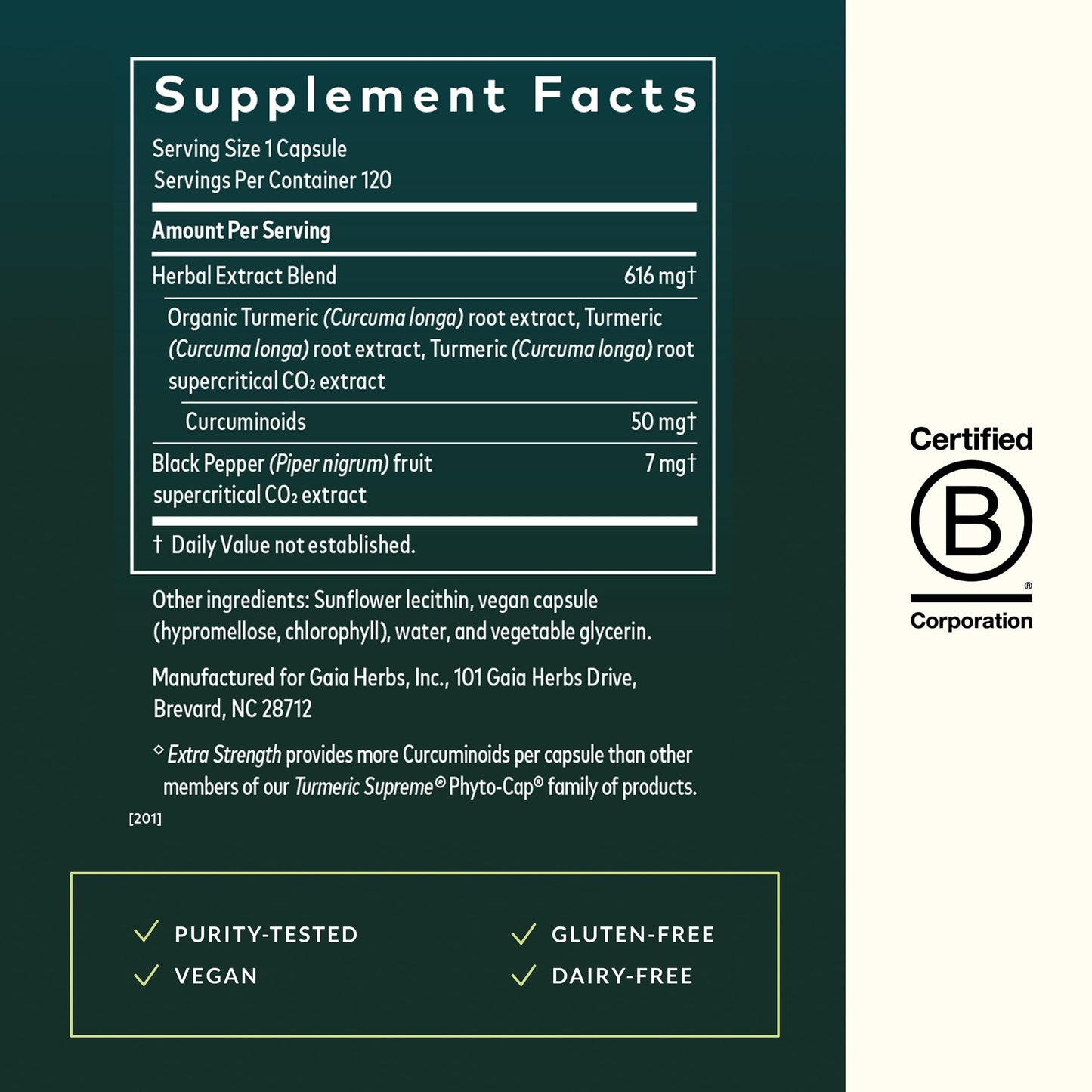 Gaia Herbs Turmeric Supreme Extra Strength - Supports Occasional Discomfort from Normal Wear & Tear* - with Turmeric Curcumin & Black Pepper - 120 Vegan Liquid Phyto-Caps (Up to 120 Servings)