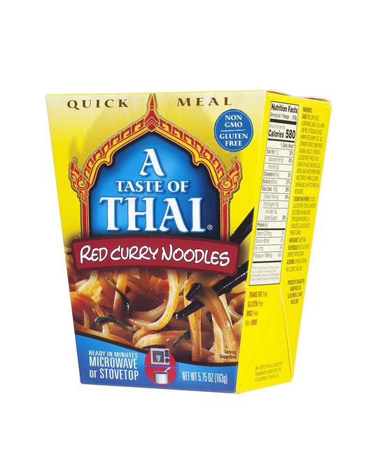 A Taste of Thai Red Curry Noodles |Heat & Eat Instant Noodle | Flavored with Authentic Thai Sauce - Non-GMO, Gluten Free, Trans Fat Free- Perfect Side for Chicken, Fish & Meat Entrees| 6 Pack (5.75oz)