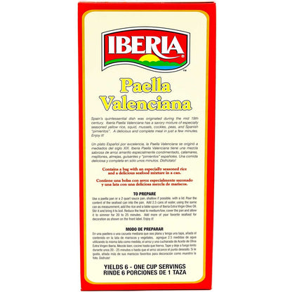 Iberia Paella Valenciana, Ready to Cook Paella Kit with Yellow Rice and Seafood Packets, Product of Spain, 15.5 oz.