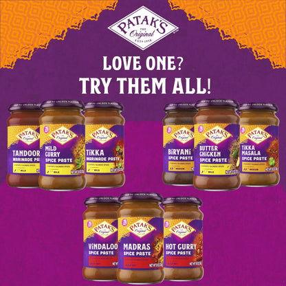 Patak’s Hot Curry Spice Paste - Hot Indian Cooking Paste with Freshly Ground Spices - Ideal for Chicken, Vegetables, and One-Pot Meals - Spicy Curry Base - 10oz Jar (Pack of 1)