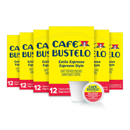 Café Bustelo Espresso Style, Dark Roast Coffee,12 Count Boxes (Pack of 6)