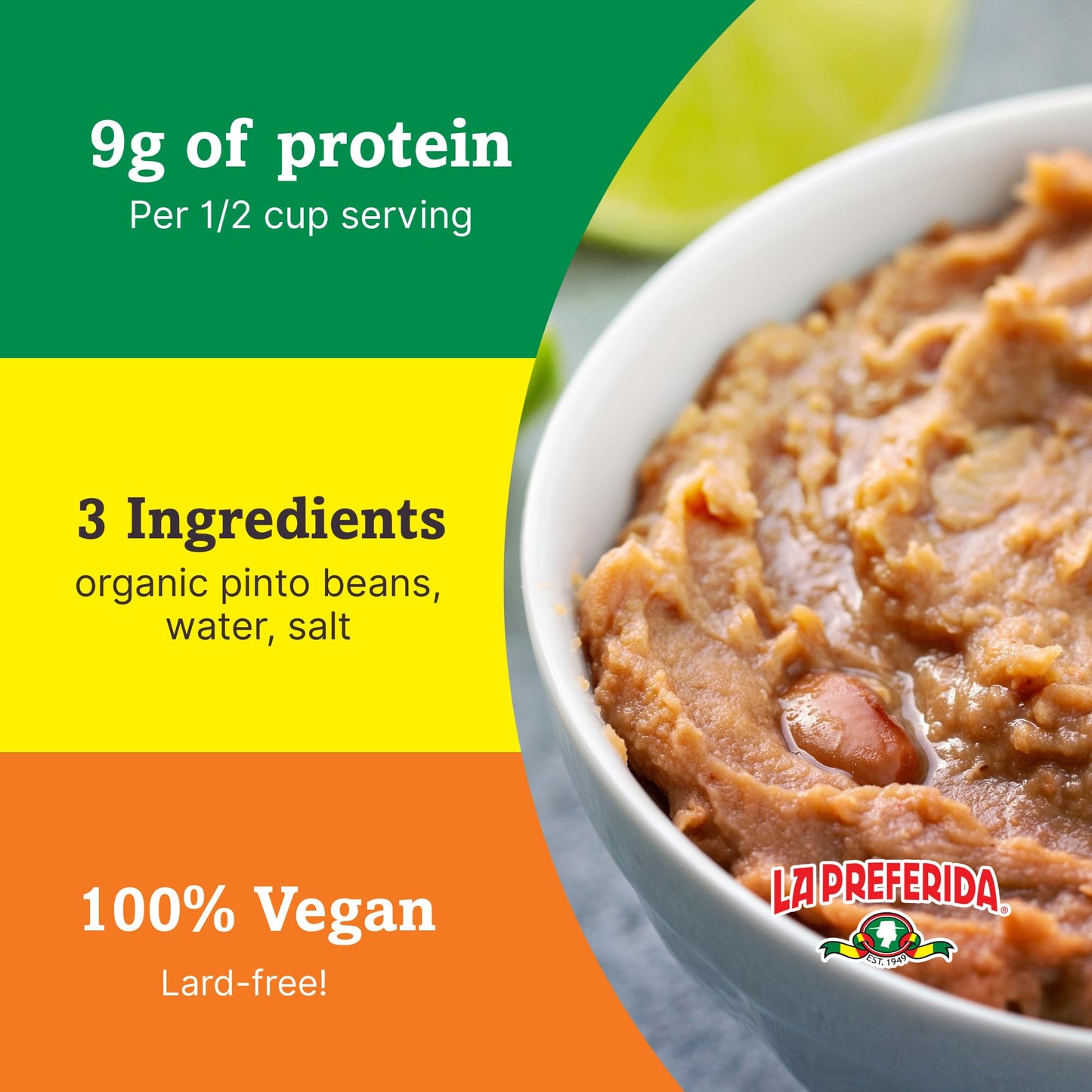 La Preferida Organic Refried Beans, 15 Ounce (Pack of 12)