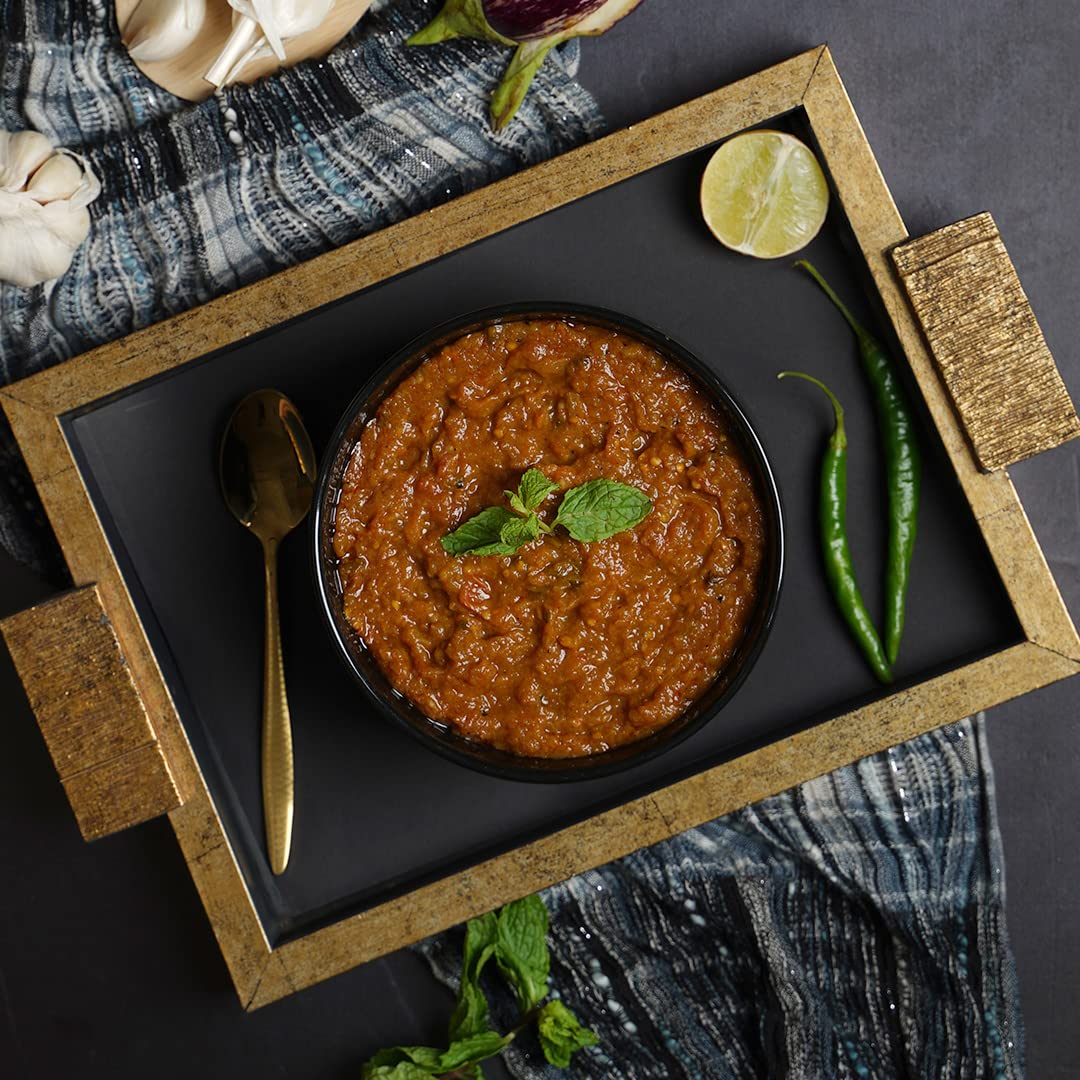 Ashoka All-Natural Entrees 1932, Vegan Mashed Aubergines, Kosher Certified, Microwave Ready Meals, Authentic Baigan Bharta, Portable Backpack Friendly Food, Gluten-Free, No Preservatives, Pack of 1