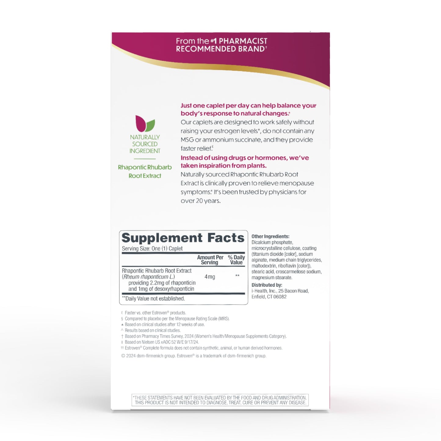 Estroven Complete Multi-Symptom Menopause Supplement for Women, 28 Ct., Clinically Proven Ingredient Provide Menopause Relief & Night Sweats & Hot Flash Relief* Drug-Free & Non-GMO