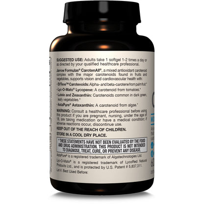 Jarrow Formulas® CarotenAll, Dietary Supplement, Antioxidant Support for Vision and Cardiovascular Health, 60 Softgels, Up to a 60 Day Supply
