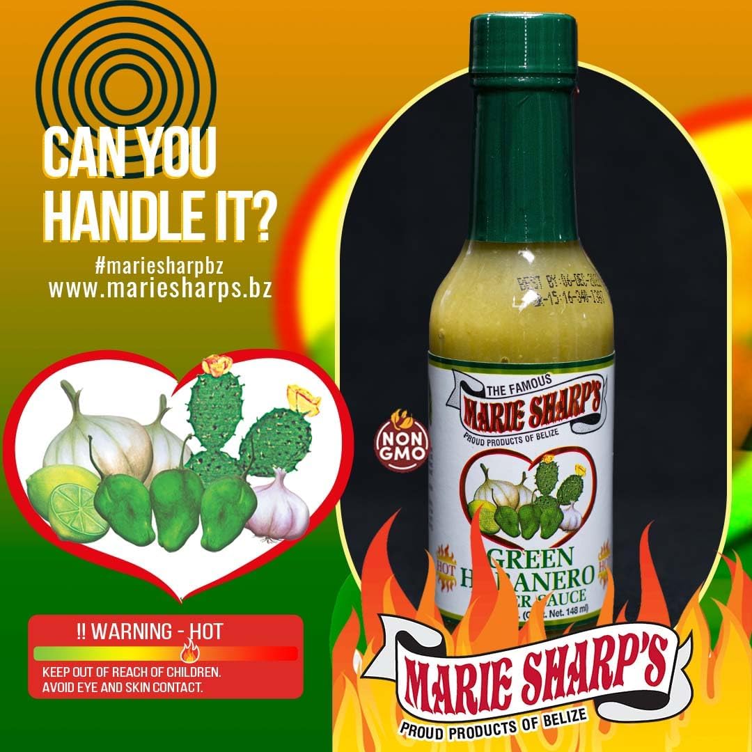 Marie Sharp’s Green Habanero Hot Pepper Sauce, Mild–Medium Heat | All-Natural Belizean Hot Sauce