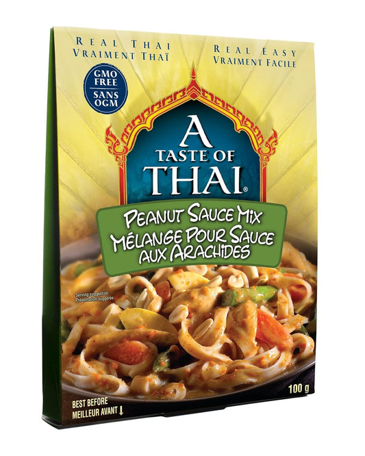 A Taste of Thai Peanut Sauce Mix Packets | Authentic Thai-Style Sauce with Ground Peanuts & Traditional Spices | Ready in Minutes | No Artificial Flavors | Non-GMO, Gluten-Free – 3.5 oz