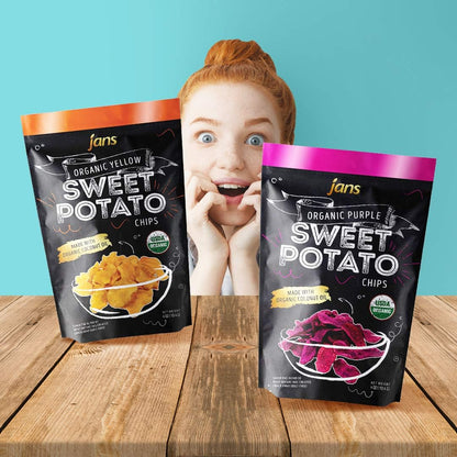Jans Purple Sweet Potato Chips, 4 oz – Baked Sweet Potato Chips Made with Coconut Oil – Healthy Sweet Potatoes Snacks, AIP Compliant, Gluten Free, Non GMO, Paleo Snack