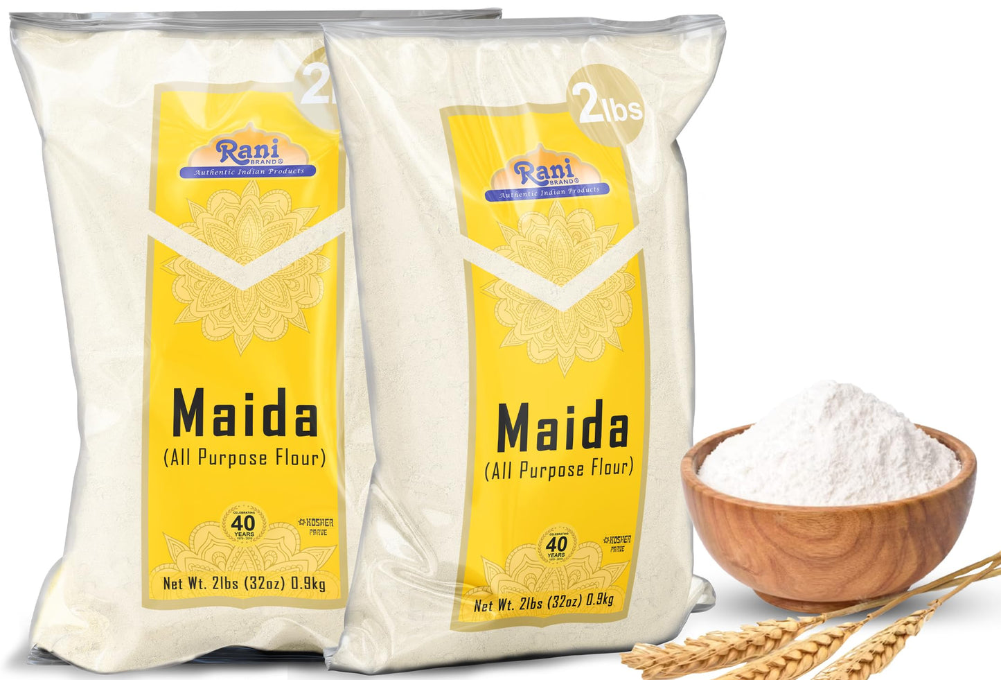 Rani Maida Flour (Indian All Purpose Flour) 32oz (2lbs) 908g ~ All Natural | Vegan | Gluten Friendly | NON-GMO | Kosher | Indian Origin