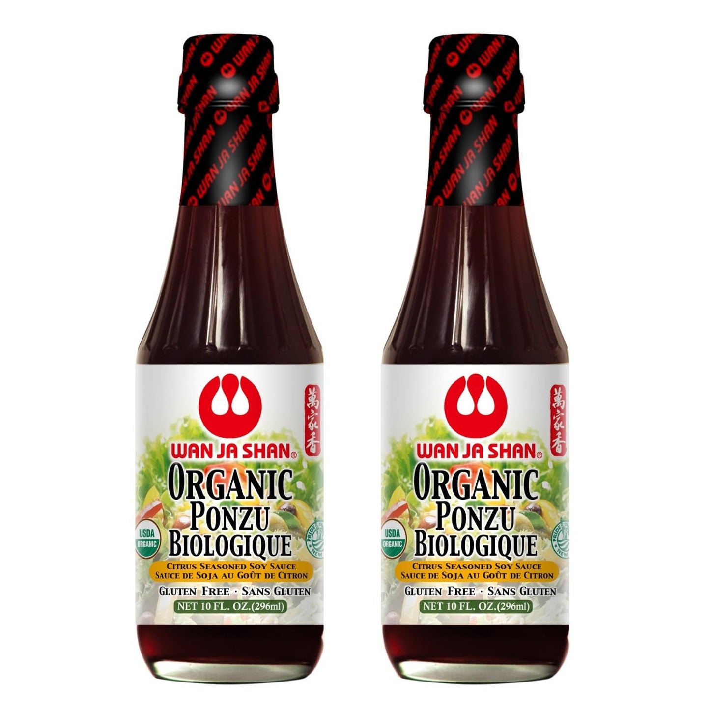 Wan Ja Shan Oragnic Ponzu, Citrus Seasoned Soy Sauce & Dressing. USDA Certified Organic, Gluten Free, Kosher Certified, Handcarfted and Brewed in New York Great for Meat, Seafood, and Vegetables.10 oz (Pack of 2)