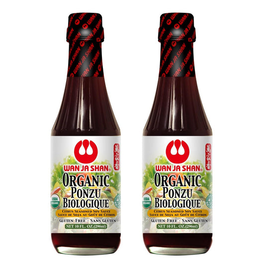 Wan Ja Shan Oragnic Ponzu, Citrus Seasoned Soy Sauce & Dressing. USDA Certified Organic, Gluten Free, Kosher Certified, Handcarfted and Brewed in New York Great for Meat, Seafood, and Vegetables.10 oz (Pack of 2)