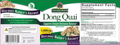 Nature's Answer Dong Quai Root 1000mg | Dietary Supplement | Supports Female Hormone Balance | Non-GMO, Vegan, Kosher Certified & Gluten-Free | Vegetarian Capsules 90ct