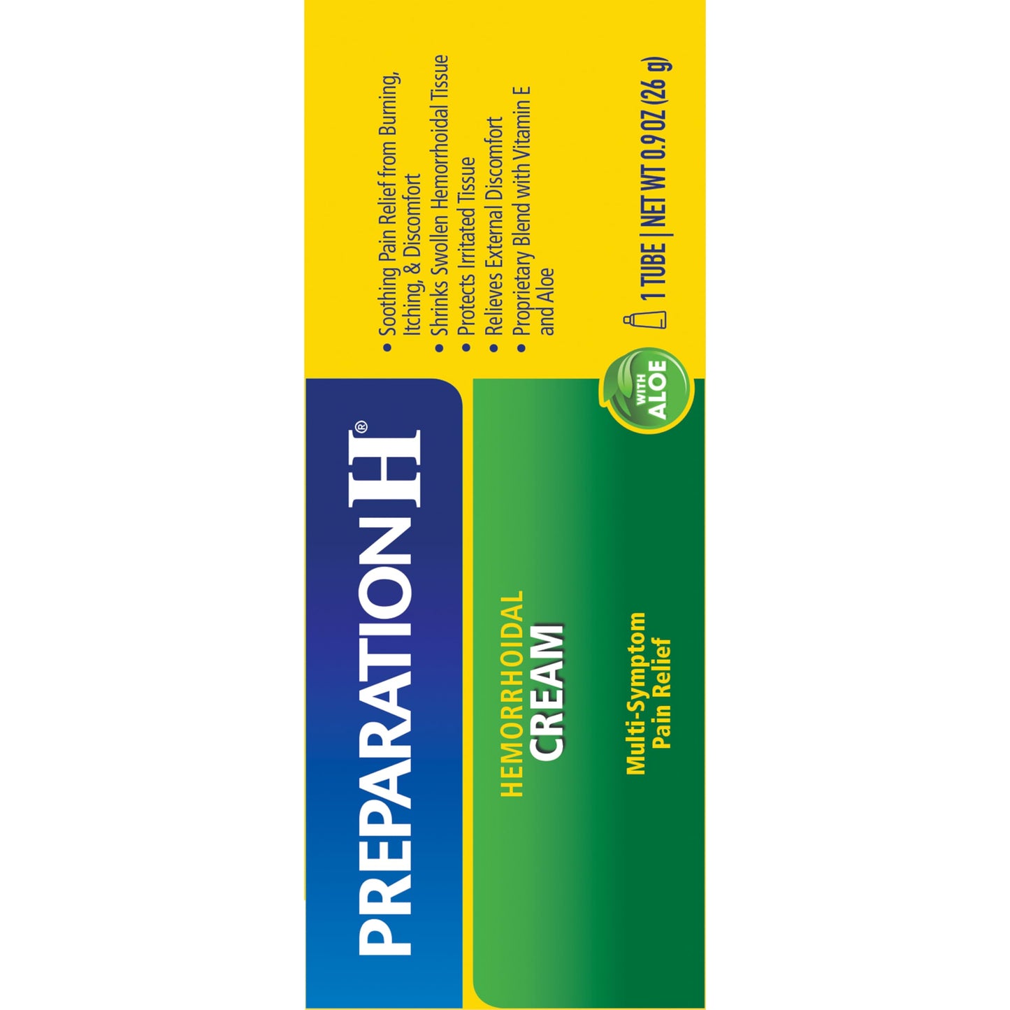 Preparation H Hemorrhoid Symptom Treatment Cream (0.9 Ounce Tube), Maximum Strength Multi-Symptom Pain Relief with Aloe