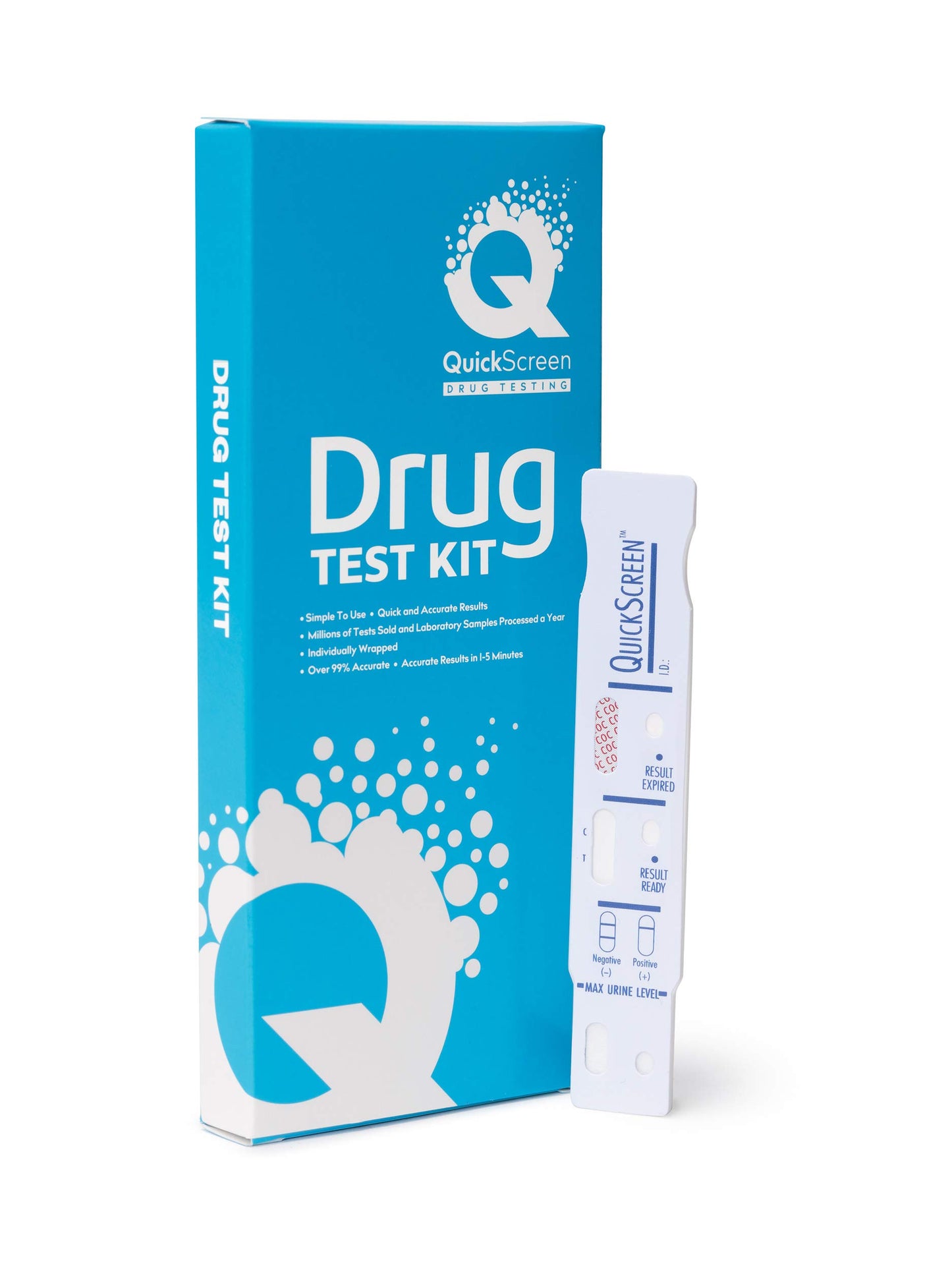 Quickscreen Cocaine Drug Test - Single Panel Urine Test Strips for Cocaine Test, Easy to Use Rapid Cocaine Drug Test Kit, 300 ng/mL Cutt-Off Level Cocaine Test Strips 9072T (Pack of 5)
