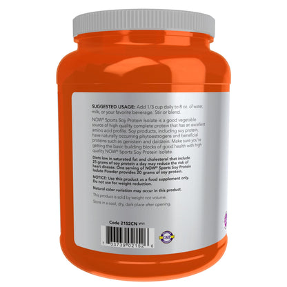 NOW Foods Sports Nutrition, Soy Protein Isolate 20 g, 0 Carbs, Unflavored Powder, 2-Pound