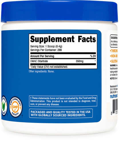 Nutricost Pure DMAE-Bitartrate Powder 100 Grams
