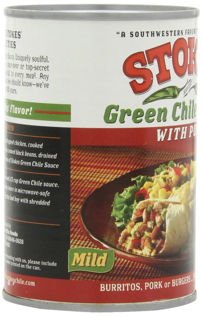 Stokes Green Chile Sauce with Pork, 15 Ounce