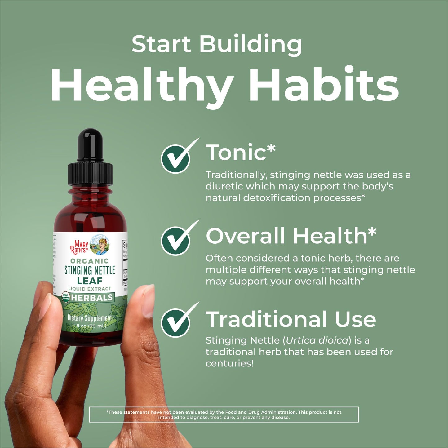 MaryRuth Organics Stinging Nettle Leaf Extract | Detox Supplement Herbal Drops | USDA Organic | Vegan | Non-GMO | Gluten Free | 1 Fluid Oz
