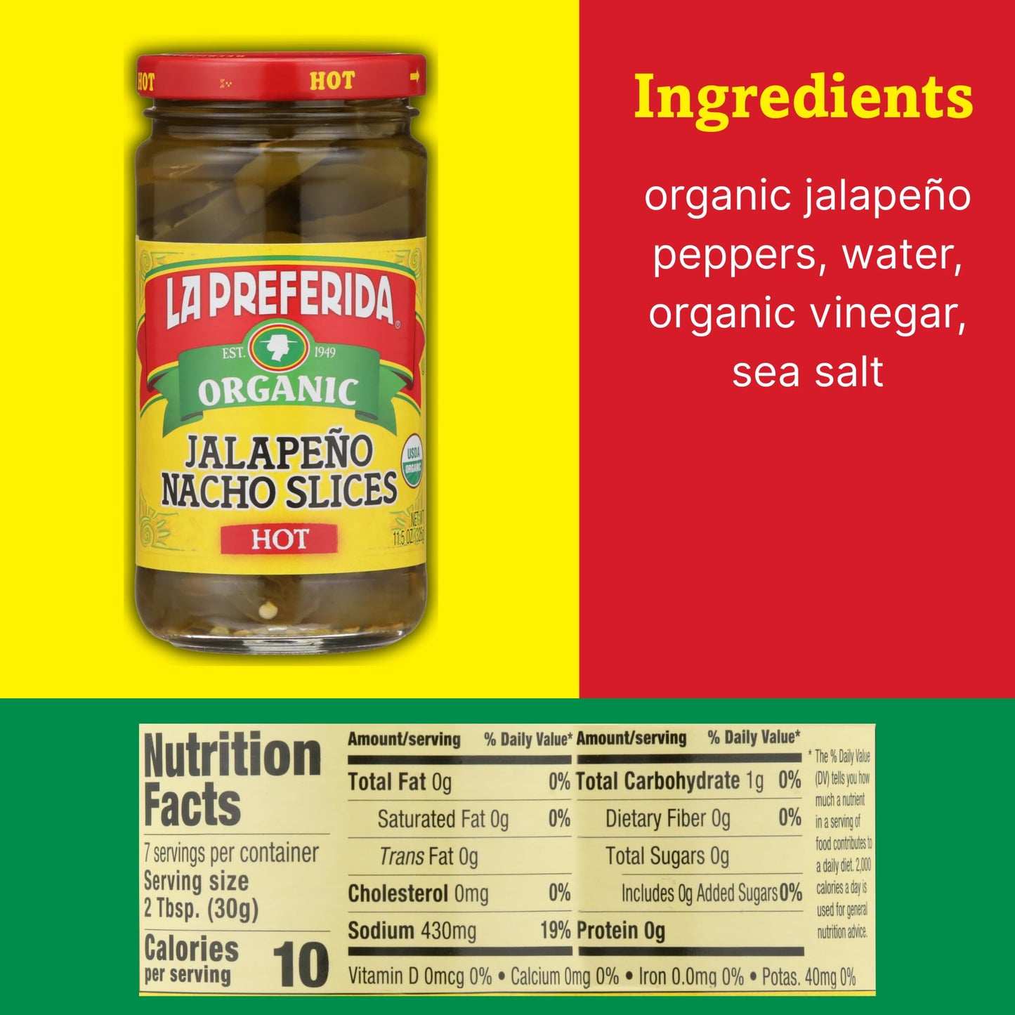 La Preferida Pepper Jalapeno Slice Hot Organic, 11.5 oz