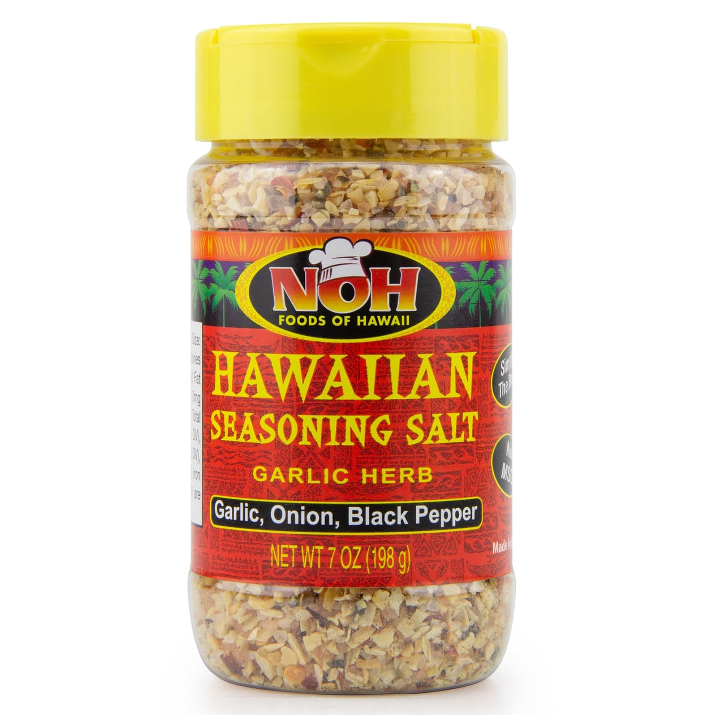 NOH Hawaiian Seasoning Salt, 7 Oz Shaker Bottle (Pack of 1) - No MSG Garlic Herb Blend - Authentic Salt Seasoning with Garlic Herb, Onion & Black Pepper - Ideal for Meat, Poultry, Seafood, BBQ & More