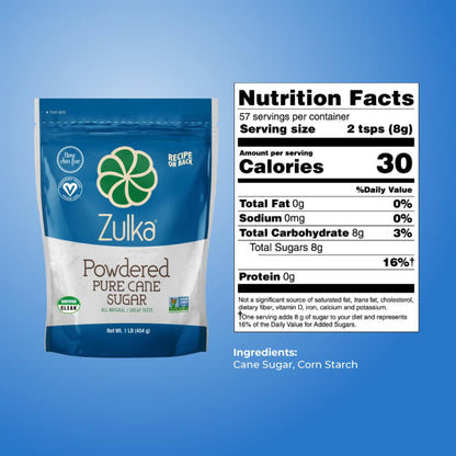 Zulka Powdered Pure Cane Sugar - 1 LB (Pack of 1)