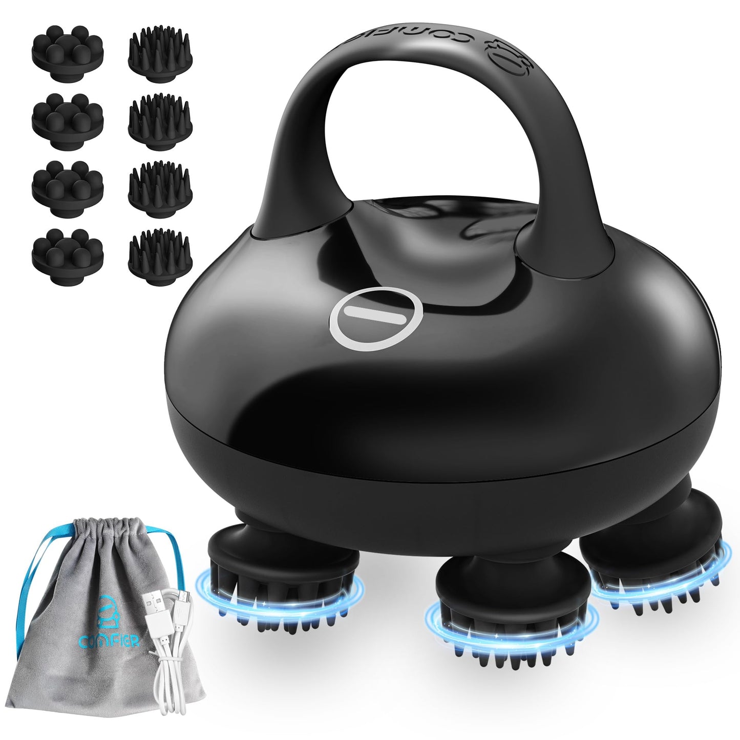 COMFIER Cordless Head Massager Scalp Massager Hair Growth with 3 kneading Modes,Waterproof Hair Massage with 8 Claws for Deep Cleansing,Body Cat Head Scratcher,Gift for Women,Men