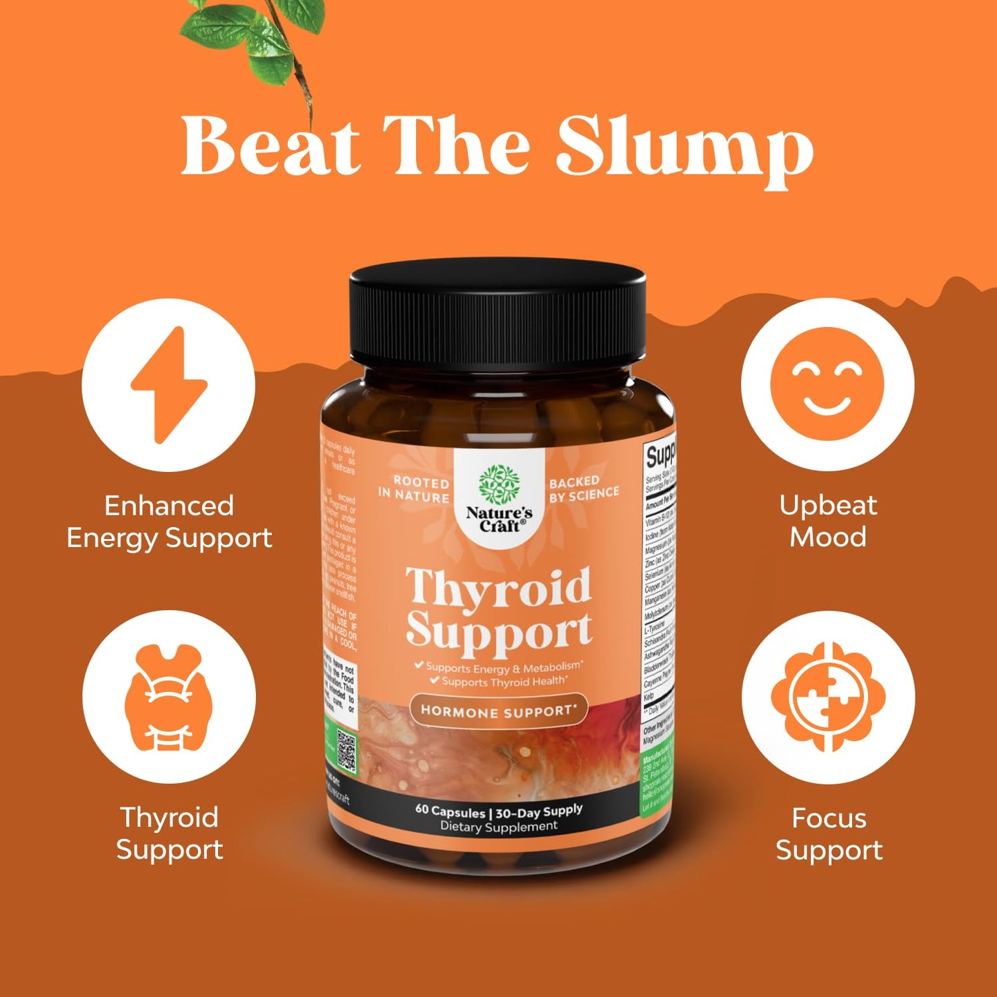Herbal Thyroid Support Complex - Potent Kelp Iodine Supplement with L Tyrosine, Bladderwrack, Selenium & Pure Ashwagandha for Hormone Balance - Mood & Energy Dietary Pills - 60 Count