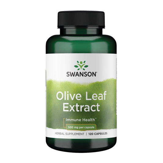 Swanson Olive Leaf Extract Capsules with 20% Oleuropein - Provides Immune Support, Promotes Cardiovascular System Health, and Supports Healthy Blood Pressure - (120 Capsules, 500mg Each)