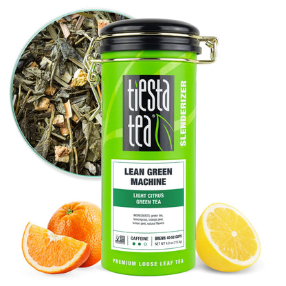 Tiesta Tea - Lean Green Machine, Loose Leaf, Light Citrus Green Tea, Premium Loose Leaf Blend, Medium Caffeinated, Brews Up to 50 Cups, 4 Ounce Refillable Tin