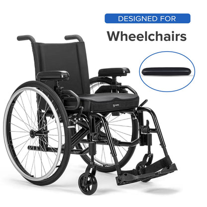 AlveyTech Heavy Duty Black 14" Full Length Padded Vinyl Armrest Pad for Wheelchair (Set of 2) - Replacement Comfortable Pads with Four Mounting Screws for Invacare & Drive Medical Wheelchairs