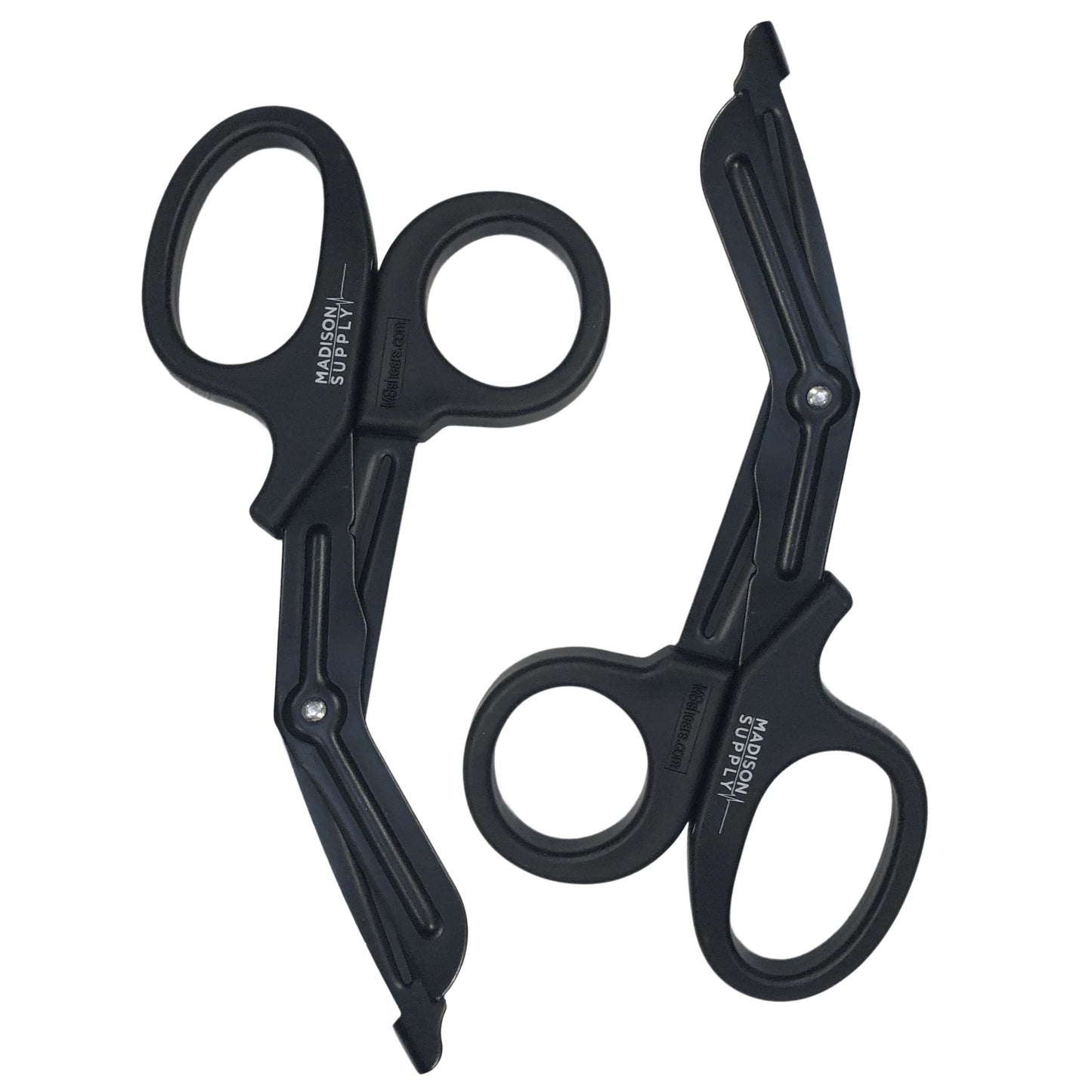 Madison Supply Medical Scissors, EMT and Trauma Shears - 7.5-Inch Bandage Scissors, Stainless Steel Medical Shears - Fluoride-Coated Blades for First Responders, Nurses, and Doctors (2 Pack, Black)