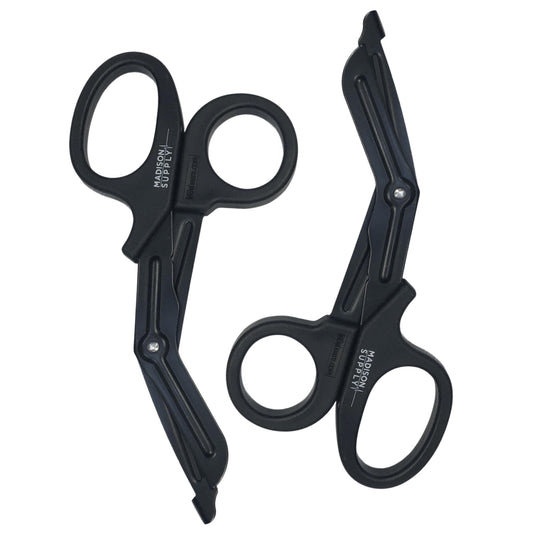 Madison Supply Medical Scissors, EMT and Trauma Shears - 7.5-Inch Bandage Scissors, Stainless Steel Medical Shears - Fluoride-Coated Blades for First Responders, Nurses, and Doctors (2 Pack, Black)