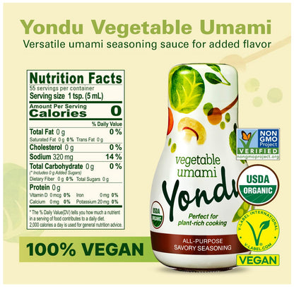 YONDU Organic Umami Seasoning Sauce: Replacement for Liquid Aminos, Fish Sauce, Soy Sauce. Non GMO, 100% Plant Based, Gluten Free (9.3 fl oz)