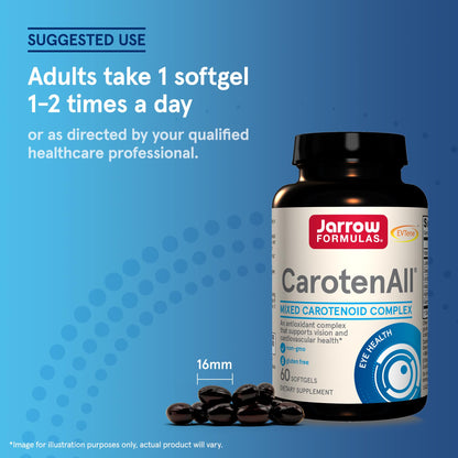 Jarrow Formulas® CarotenAll, Dietary Supplement, Antioxidant Support for Vision and Cardiovascular Health, 60 Softgels, Up to a 60 Day Supply