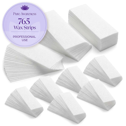 765 Professional Wax Strips for Waxing – Tear-Resistant Fabric Hair Removal Strips – 225 Large & 540 Small – Reusable for Warm Wax & Sugar Paste – Face, Body & Intimate Areas