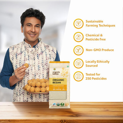 Organic Tattva Gram Flour Besan, ChickPea Flour, 500g Certified By USDA Organic