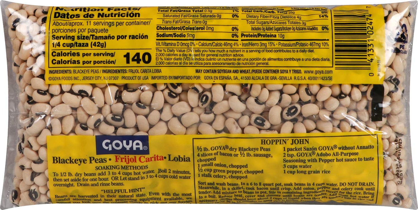 Goya Blackeye Peas, Dry, 1 Pound Bag
