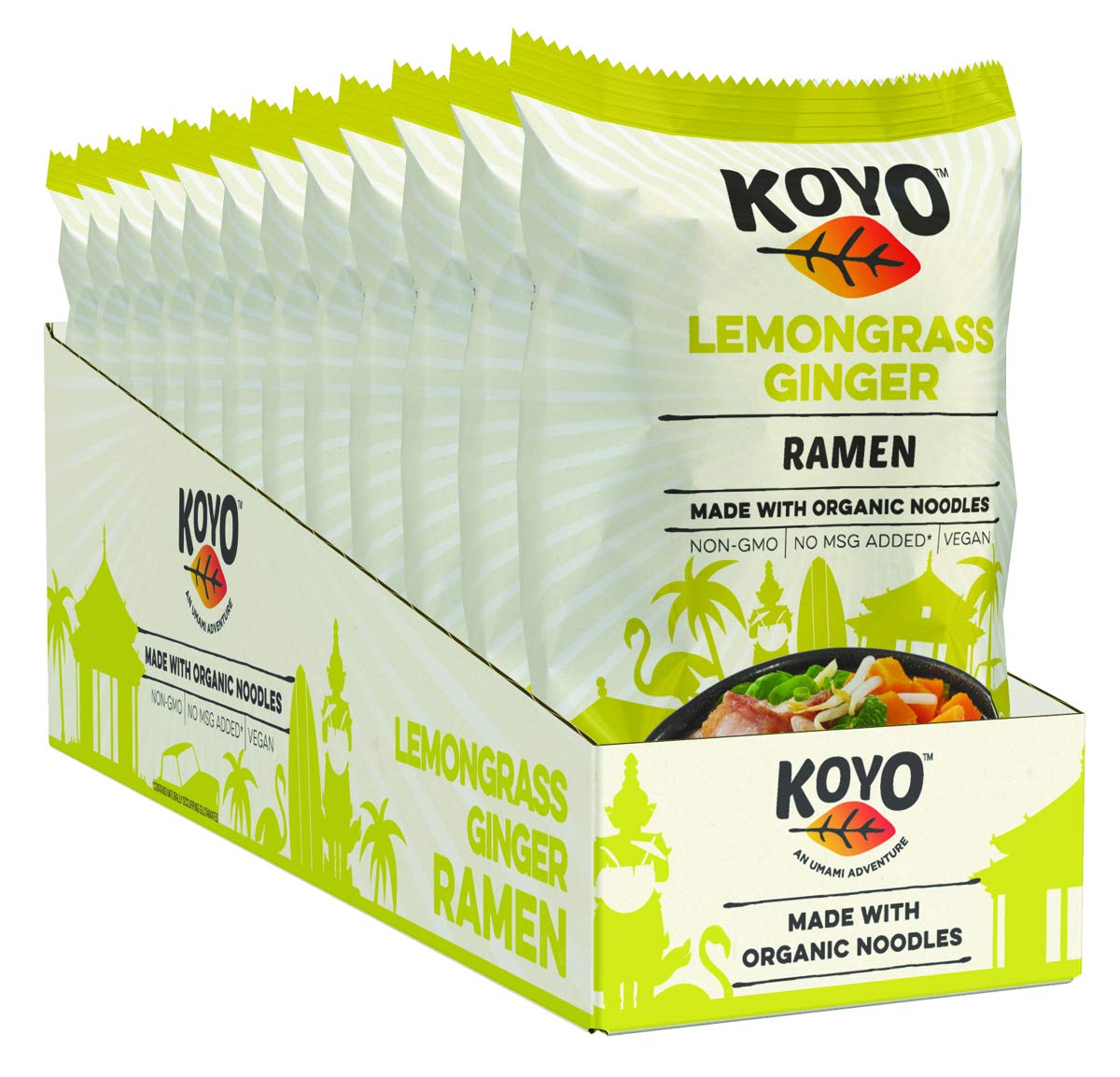 Koyo Ramen Soup, Lemongrass Ginger, Made with Organic Noodles, No MSG, No Preservatives, Vegan, 2.1 Ounces