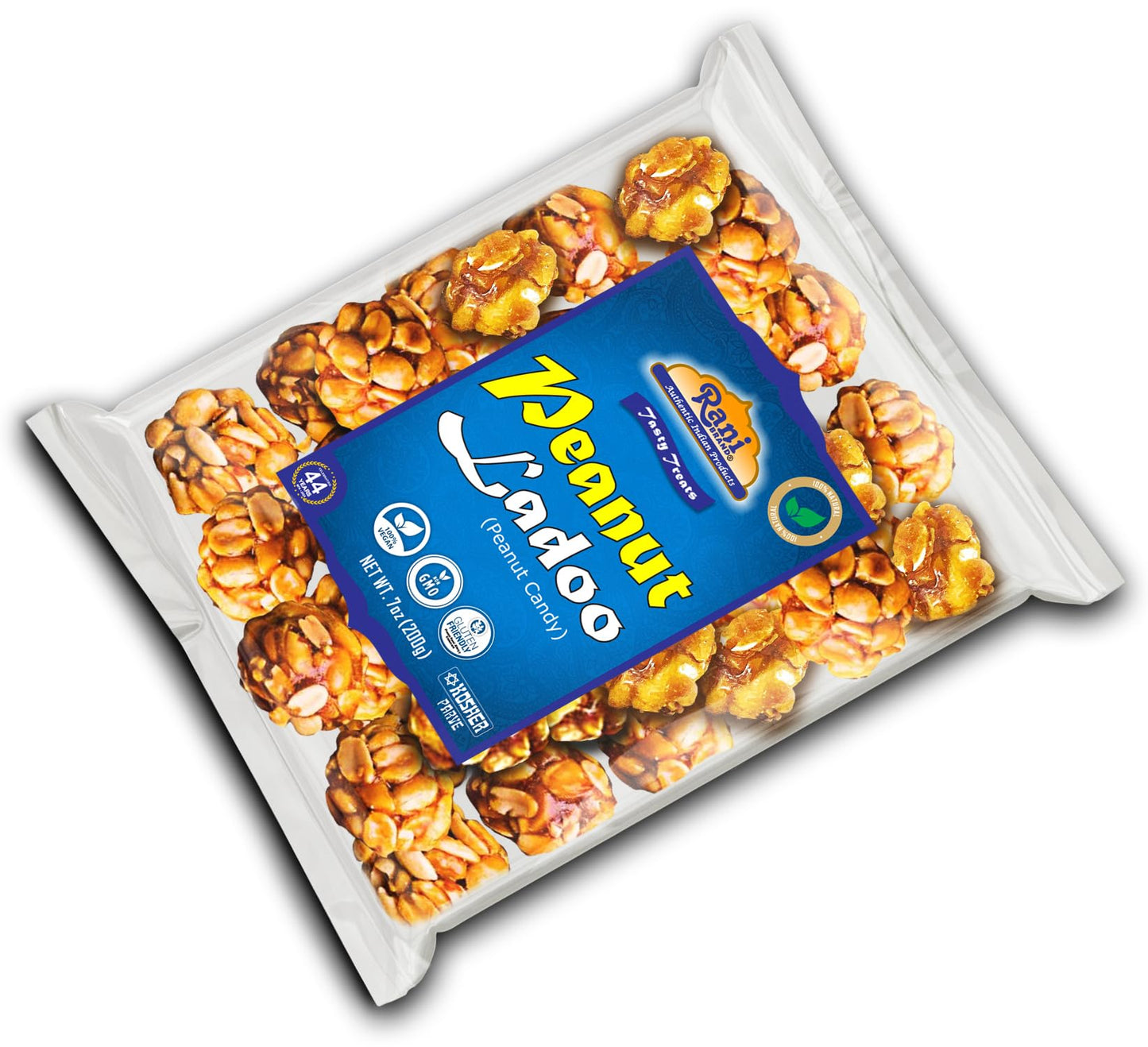 Rani Peanut Ladoo (Round Peanut Brittle Candy) 7oz (200g) x Pack of 4 ~ All Natural | Vegan | No colors | Gluten Friendly | Kosher | Indian Origin