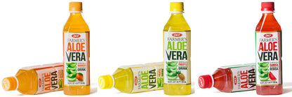 OKF Farmer's Aloe Vera Drink Flavored Variety Pack - Original, Pomegranate, Pineapple, Strawberry, Watermelon Flavored Aloe Drinks (16.9oz/500ml Bottles 10 Count)