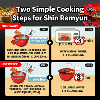 Nongshim Shin Ramyun Bowl Noodles, Spicy Korean Signature Instant Ramyun, Rich Beef Flavored Broth, Quick and Easy, Microwaveable Bowl, 3.03 oz (Pack of 12)