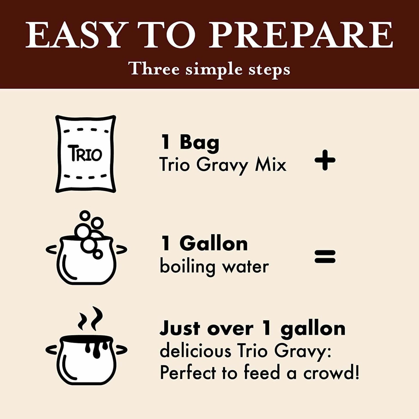 Trio Gravy Mix, Brown Gravy, Holiday Roasts, Dehydrated, Just Add Water, 13.37 oz Bag
