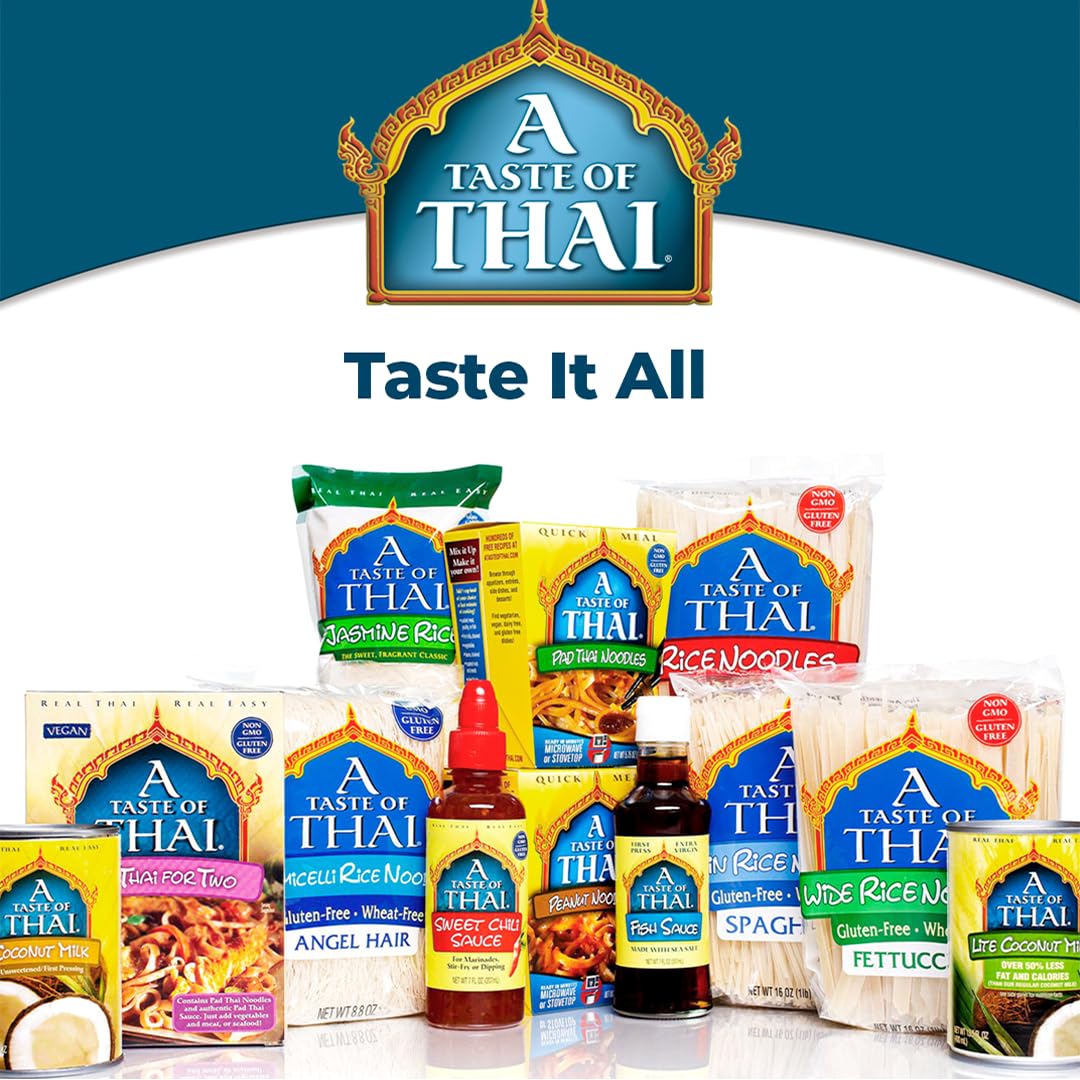 A Taste of Thai Pad Thai Rice Noodles | Restaurant-Quality Thai Flavor in Minutes | Vegan, Gluten-Free, Non-GMO, No Preservatives| Perfect for Stir-Fries, Soups & Asian Dishes 9 oz (Pack of 1)