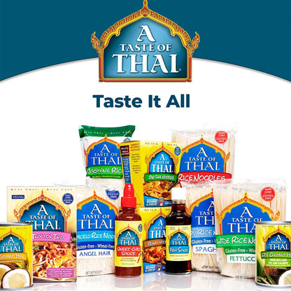A Taste of Thai Pad Thai Rice Noodles | Restaurant-Quality Thai Flavor in Minutes | Vegan, Gluten-Free, Non-GMO, No Preservatives| Perfect for Stir-Fries, Soups & Asian Dishes 9 oz (Pack of 1)