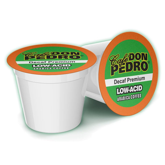 Cafe Don Pedro Decaf Premium Low Acid Coffee Pods For Keurig K-cup - Enjoy Tasty Coffee For Sensitive Stomach - 72 Low Acid K cups 100% Arabica, Stone Ground