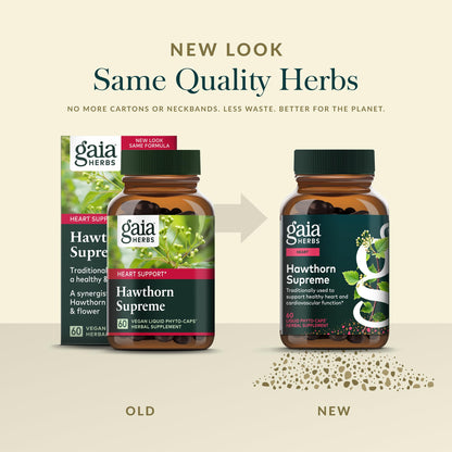 Gaia Herbs Hawthorn Supreme - Hawthorn Berry Supplement - with Herbs Traditionally Used to Support Heart Health* - 60 Vegan Liquid Phyto-Caps (60 Servings)
