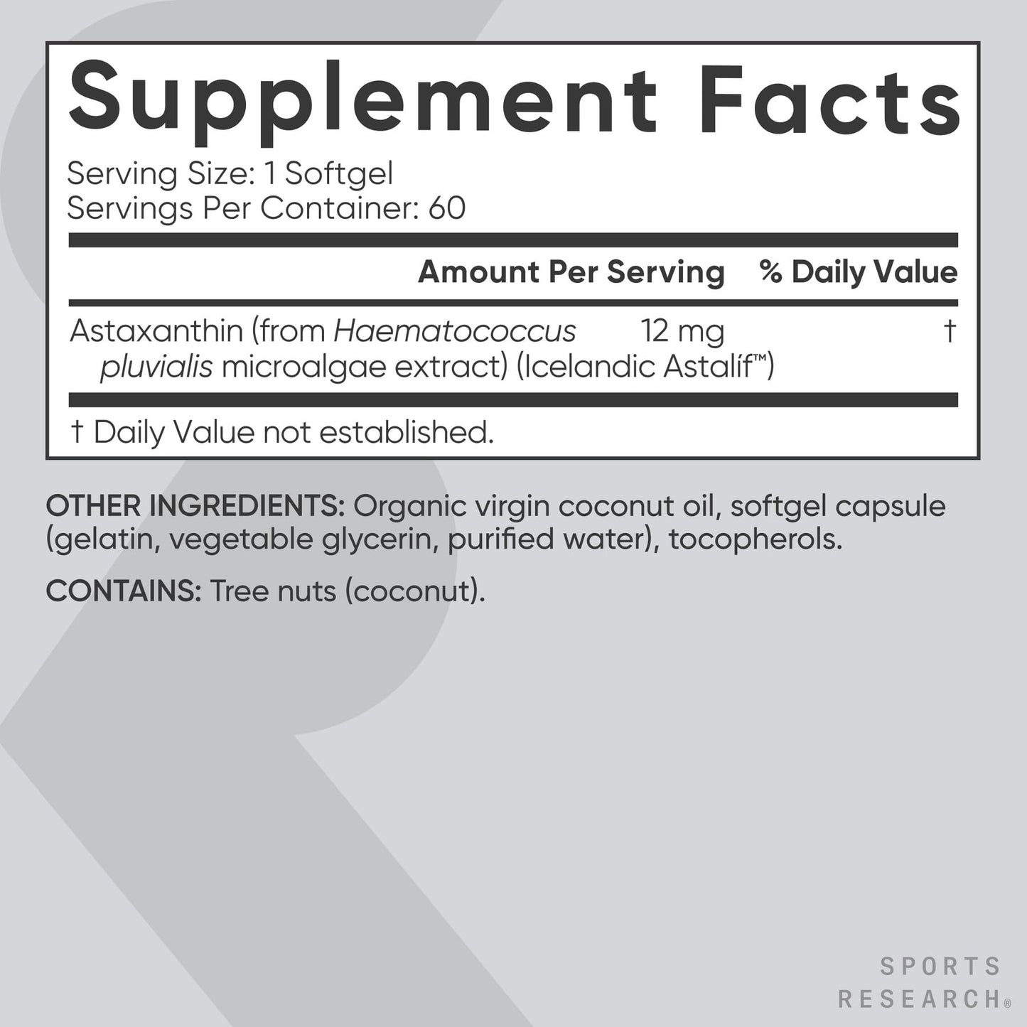 Sports Research® Triple Strength Astaxanthin 12mg - Antioxidant Supplement for Skin & Eye Health Support* - Soy Free · Non-GMO · Gluten Free - 60 Softgels